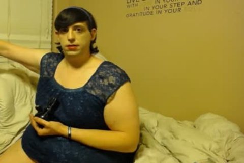 BBW tranny Smokes, Masturbates And Tastes Her Own sperm
