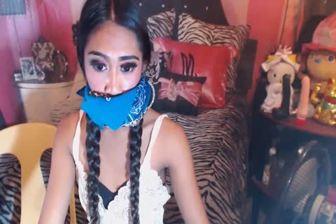 Two tranny Jerking Their large cock On cam