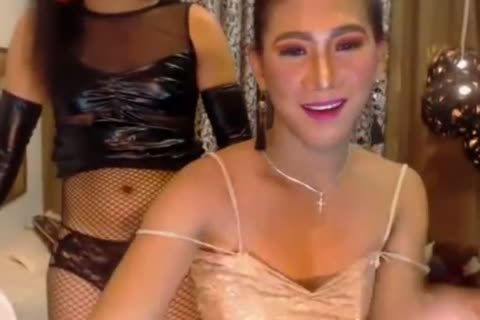 ladyboy couple Flaunting Their booties Live On cam