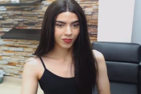 Seductive brunette tranny Hard upright dong