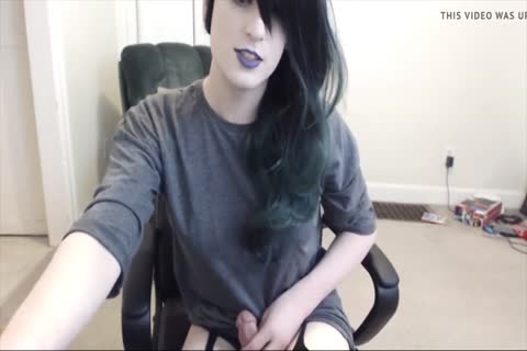 Goth Sissy Jerk Herself Off In Front Off Many cocks