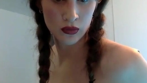 small boobs American brunette hair Transgirl With petite rod Webcams Solo